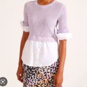 NWT VERONICA BEARD Kaley Mixed Media Sweater in Lilac SIZE XS